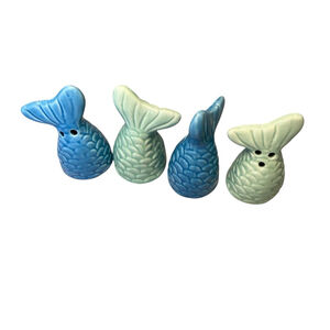 NEW Set of 2 Mermaid Tail Salt and Pepper Shaker Sets Blue Green Coastal Decor